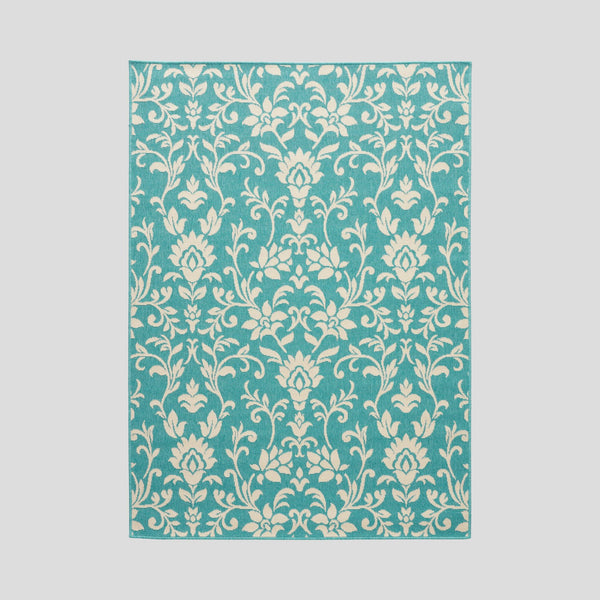 English Elm Christopher Knight Home® - MERIDIAN Machine-Woven Botanical Area Rug 5'3" x 7' Blue & Ivory Polypropylene Low Pile Durable Carpet 65868.00