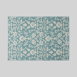 English Elm Christopher Knight Home® - MERIDIAN Machine-Woven Botanical Area Rug 5'3" x 7' Blue & Ivory Polypropylene Low Pile Durable Carpet 65868.00