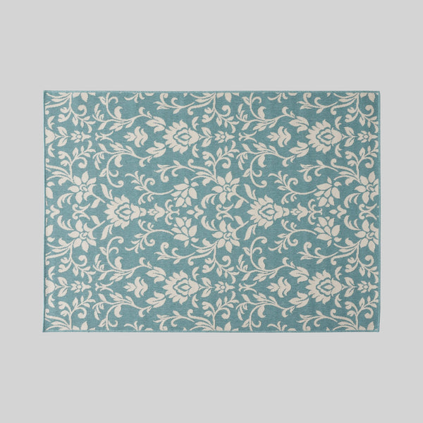 English Elm Christopher Knight Home® - MERIDIAN Machine-Woven Botanical Area Rug 5'3" x 7' Blue & Ivory Polypropylene Low Pile Durable Carpet 65868.00