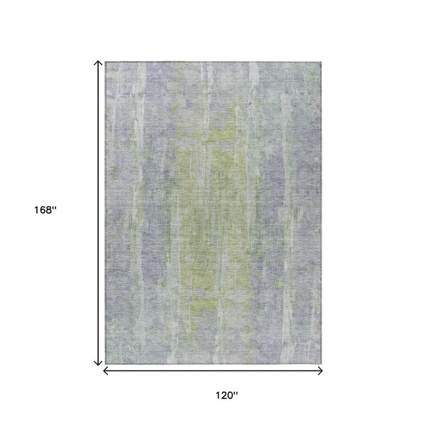 HomeRoots 10' Vibrant Plum and Green Abstract Area Rug - Durable, Washable, Indoor/Outdoor for Pet-Friendly Spaces 658680