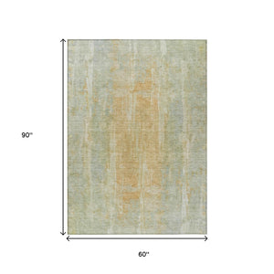 HomeRoots 5' X 8' Elegant Sage & Copper Abstract Area Rug – Durable, Washable, Perfect for Indoors & Outdoors! 658682