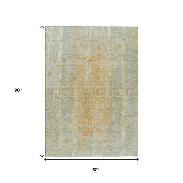 HomeRoots 5' X 8' Elegant Sage & Copper Abstract Area Rug – Durable, Washable, Perfect for Indoors & Outdoors! 658682