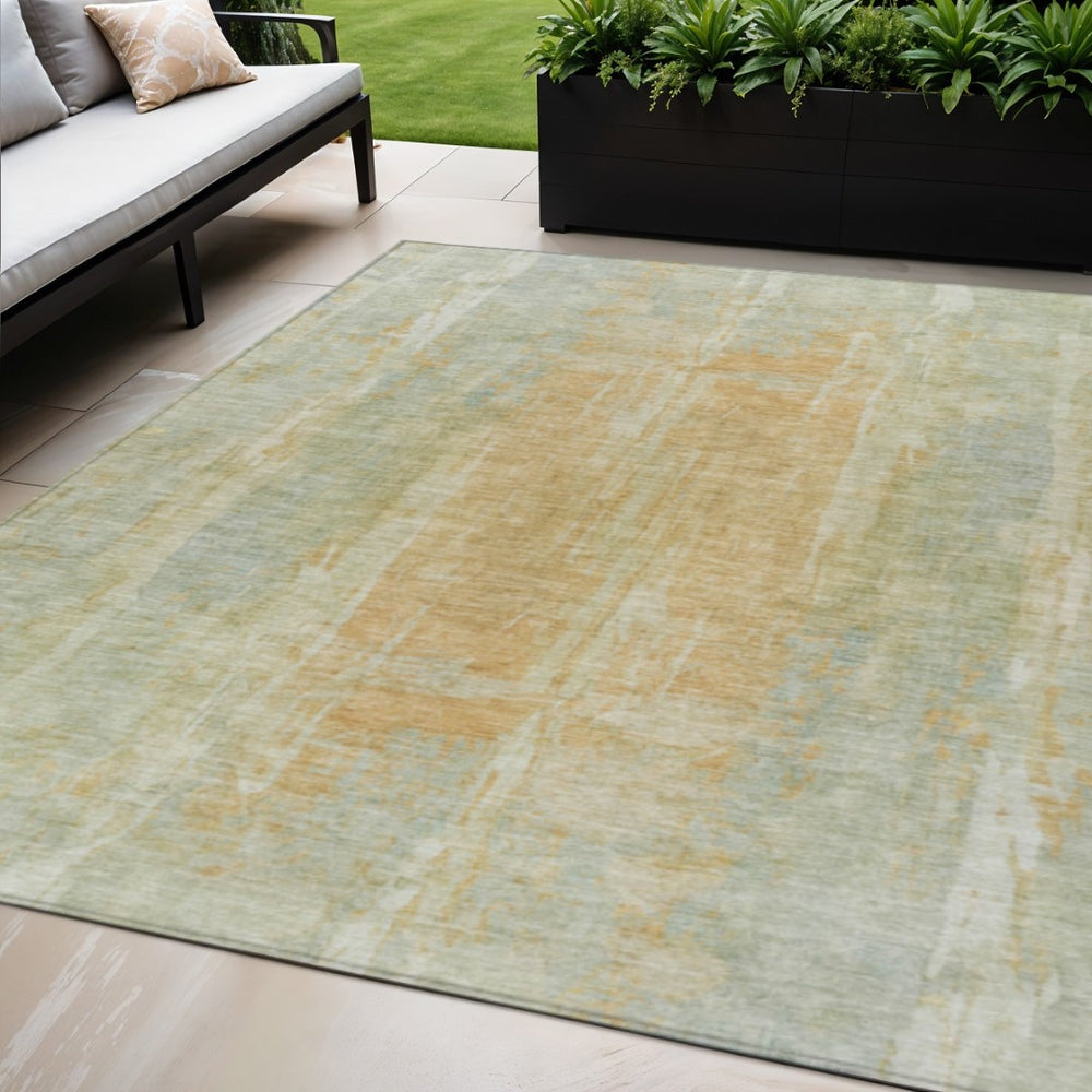 HomeRoots 5' X 8' Elegant Sage & Copper Abstract Area Rug – Durable, Washable, Perfect for Indoors & Outdoors! 658682