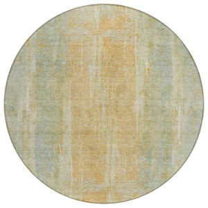 HomeRoots 8' Sage and Copper Round Abstract Area Rug - Modern, Washable, Durable for Indoor & Outdoor Use 658683
