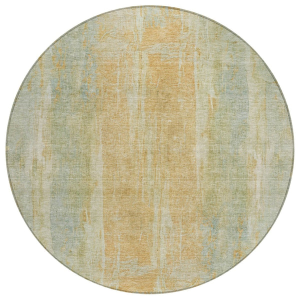 HomeRoots 8' Sage and Copper Round Abstract Area Rug - Modern, Washable, Durable for Indoor & Outdoor Use 658683