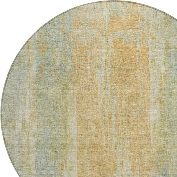 HomeRoots 8' Sage and Copper Round Abstract Area Rug - Modern, Washable, Durable for Indoor & Outdoor Use 658683
