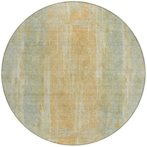 HomeRoots 8' Sage and Copper Round Abstract Area Rug - Modern, Washable, Durable for Indoor & Outdoor Use 658683