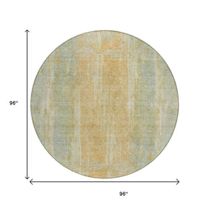 HomeRoots 8' Sage and Copper Round Abstract Area Rug - Modern, Washable, Durable for Indoor & Outdoor Use 658683