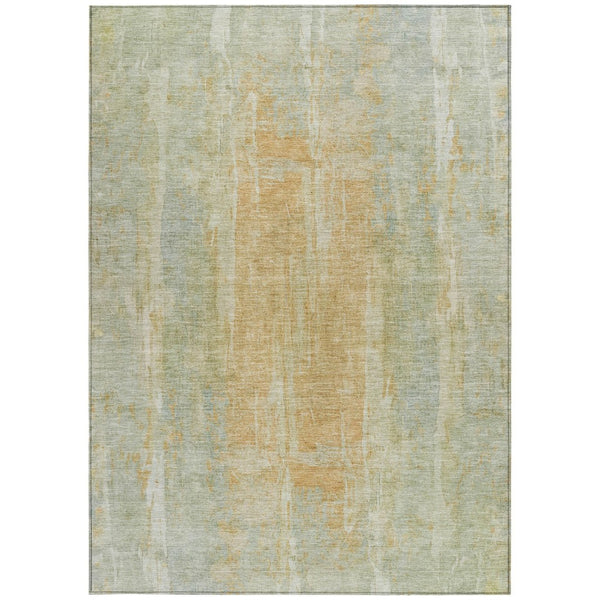 HomeRoots 8' X 10' Sage and Copper Abstract Washable Area Rug - Stylish, Durable, Indoor/Outdoor Versatile Design 658684