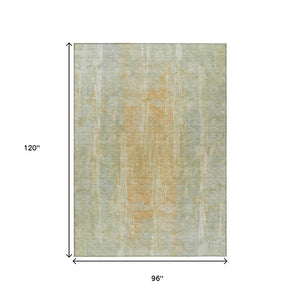 HomeRoots 8' X 10' Sage and Copper Abstract Washable Area Rug - Stylish, Durable, Indoor/Outdoor Versatile Design 658684