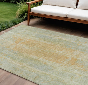 HomeRoots 8' X 10' Sage and Copper Abstract Washable Area Rug - Stylish, Durable, Indoor/Outdoor Versatile Design 658684