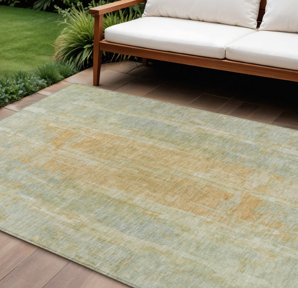 HomeRoots 8' X 10' Sage and Copper Abstract Washable Area Rug - Stylish, Durable, Indoor/Outdoor Versatile Design 658684