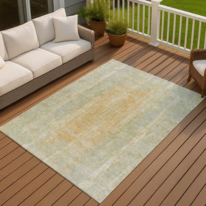 HomeRoots 8' X 10' Sage and Copper Abstract Washable Area Rug - Stylish, Durable, Indoor/Outdoor Versatile Design 658684