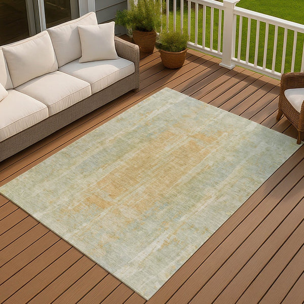 HomeRoots 8' X 10' Sage and Copper Abstract Washable Area Rug - Stylish, Durable, Indoor/Outdoor Versatile Design 658684