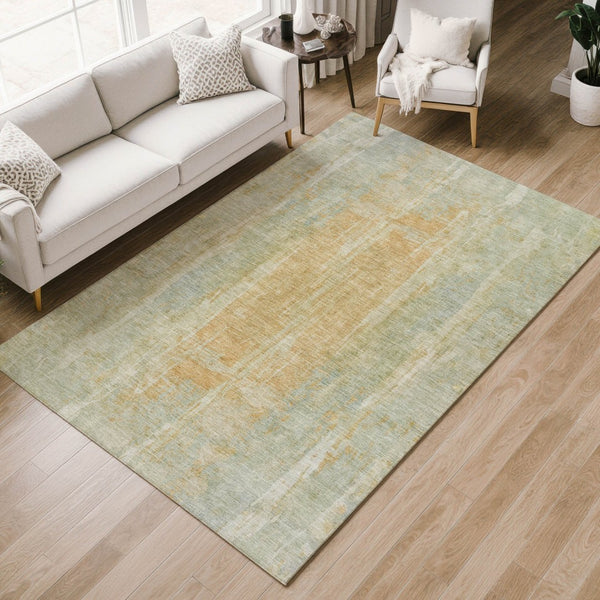 HomeRoots 8' X 10' Sage and Copper Abstract Washable Area Rug - Stylish, Durable, Indoor/Outdoor Versatile Design 658684