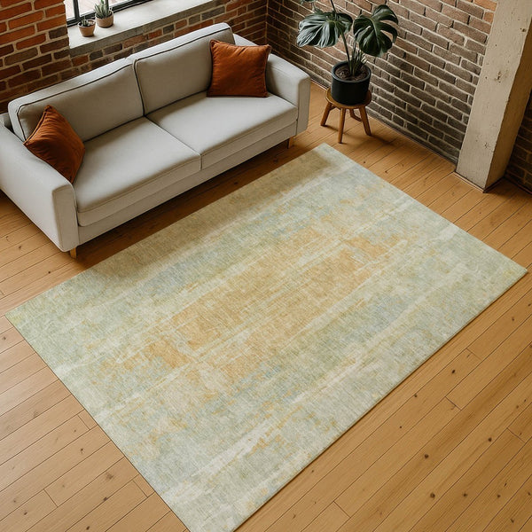 HomeRoots 9' X 12' Sage and Copper Abstract Washable Indoor-Outdoor Area Rug for Modern Living Spaces & Patios 658685