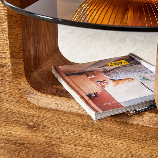 English Elm The detachable double-decker coffee table — Wood MDF, quick 10–15 min assembly, anti-collision, easy-clean modern design W1151P184841