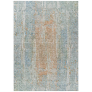 HomeRoots 8' X 10' Sky Blue & Copper Abstract Rug – Stylish, Washable, Durable for Indoor & Outdoor Spaces 658690