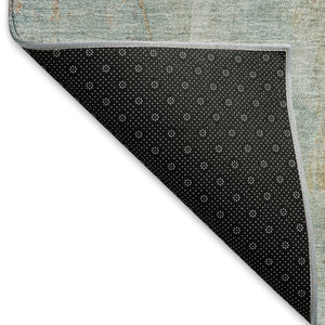HomeRoots 8' X 10' Sky Blue & Copper Abstract Rug – Stylish, Washable, Durable for Indoor & Outdoor Spaces 658690