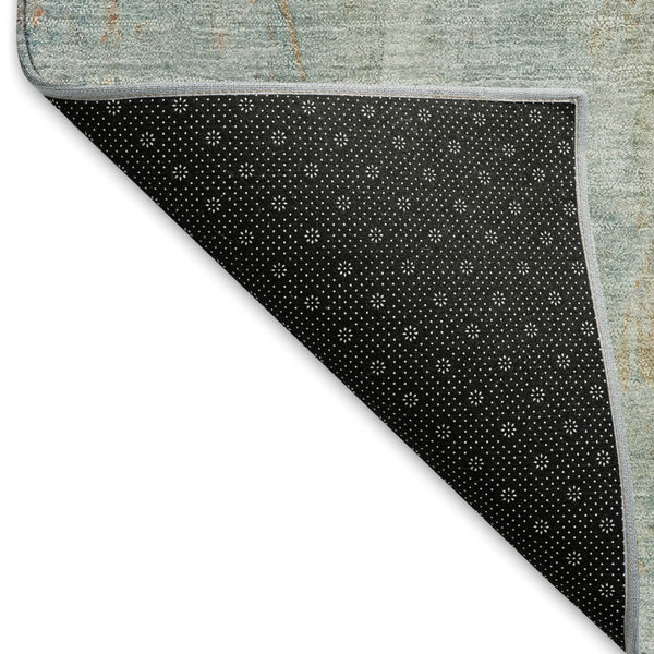 HomeRoots 8' X 10' Sky Blue & Copper Abstract Rug – Stylish, Washable, Durable for Indoor & Outdoor Spaces 658690