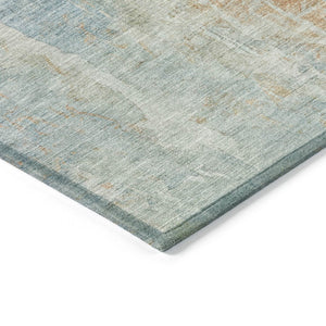 HomeRoots 8' X 10' Sky Blue & Copper Abstract Rug – Stylish, Washable, Durable for Indoor & Outdoor Spaces 658690