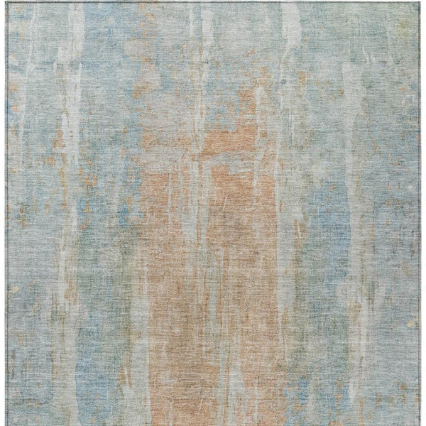 HomeRoots 8' X 10' Sky Blue & Copper Abstract Rug – Stylish, Washable, Durable for Indoor & Outdoor Spaces 658690