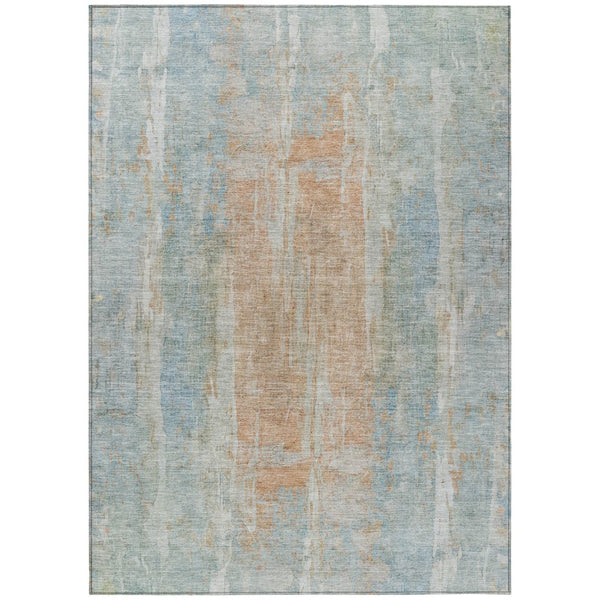 HomeRoots 9' Contemporary Sky Blue and Copper Abstract Washable Area Rug for Indoor/Outdoor Spaces, Durable Design 658691