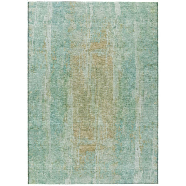 HomeRoots 5' Teal Blue & Copper Abstract Washable Area Rug – Durable, Stylish, Indoor/Outdoor Perfect Fit! 658694