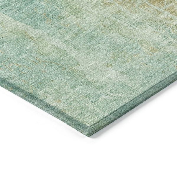 HomeRoots 5' Teal Blue & Copper Abstract Washable Area Rug – Durable, Stylish, Indoor/Outdoor Perfect Fit! 658694