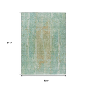 HomeRoots 9' Teal Blue & Copper Abstract Area Rug - Washable, Durable, Indoor/Outdoor Use for Stylish Spaces 658697