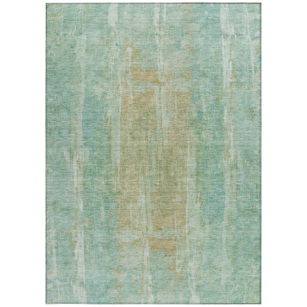 HomeRoots 10' Teal Blue & Copper Abstract Washable Area Rug – Stylish, Durable, Perfect for Indoor & Outdoor Use! 658698