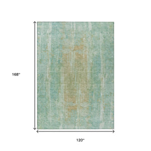 HomeRoots 10' Teal Blue & Copper Abstract Washable Area Rug – Stylish, Durable, Perfect for Indoor & Outdoor Use! 658698