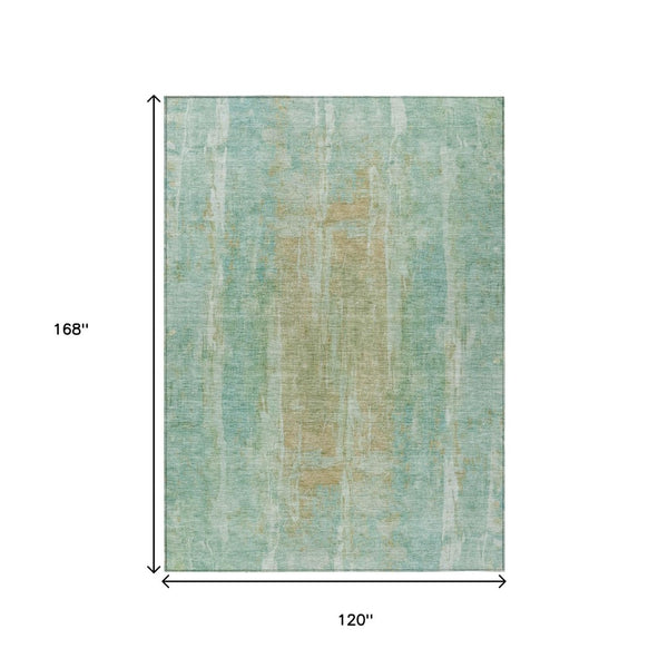 HomeRoots 10' Teal Blue & Copper Abstract Washable Area Rug – Stylish, Durable, Perfect for Indoor & Outdoor Use! 658698