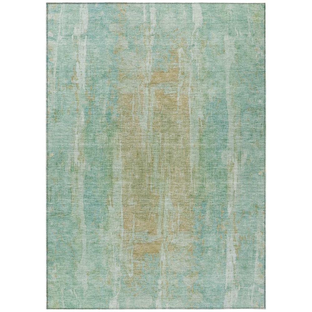 HomeRoots 10' Teal Blue & Copper Abstract Washable Area Rug – Stylish, Durable, Perfect for Indoor & Outdoor Use! 658698