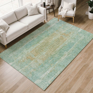 HomeRoots 10' Teal Blue & Copper Abstract Washable Area Rug – Stylish, Durable, Perfect for Indoor & Outdoor Use! 658698