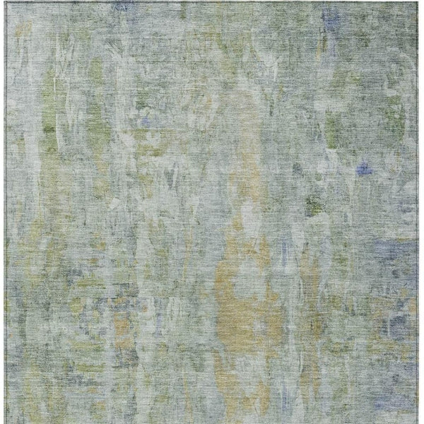 HomeRoots 5' Abstract Artichoke Green and Blue Washable Area Rug - Durable Indoor/Outdoor Stylish Décor Piece 658700