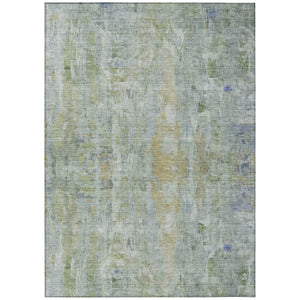 HomeRoots 8' X 10' Artichoke Green & Blue Abstract Area Rug - Stylish, Washable, Indoor/Outdoor, Durable Design 658702