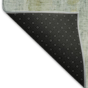 HomeRoots 8' X 10' Artichoke Green & Blue Abstract Area Rug - Stylish, Washable, Indoor/Outdoor, Durable Design 658702