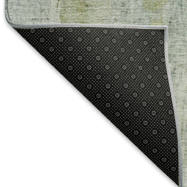 HomeRoots 8' X 10' Artichoke Green & Blue Abstract Area Rug - Stylish, Washable, Indoor/Outdoor, Durable Design 658702