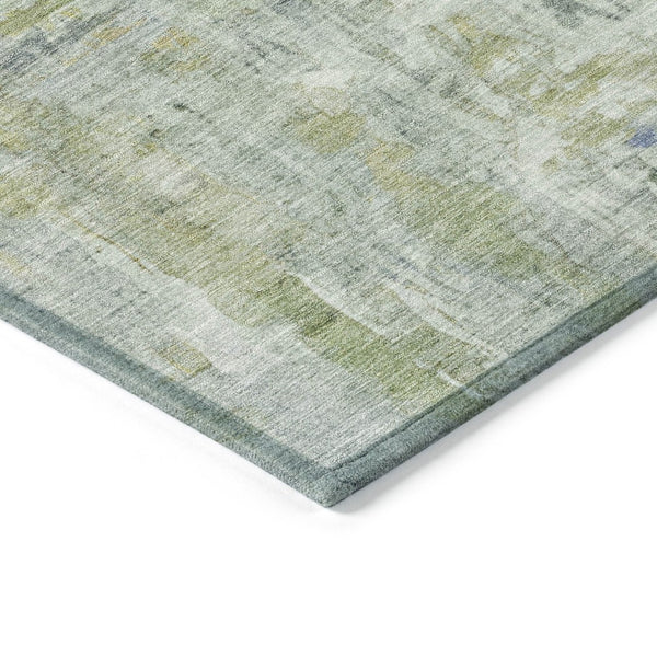 HomeRoots 8' X 10' Artichoke Green & Blue Abstract Area Rug - Stylish, Washable, Indoor/Outdoor, Durable Design 658702