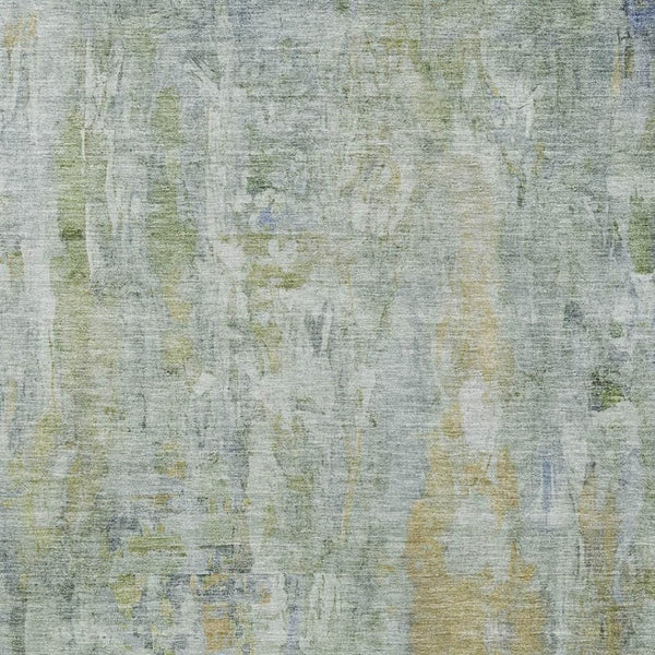 HomeRoots 8' X 10' Artichoke Green & Blue Abstract Area Rug - Stylish, Washable, Indoor/Outdoor, Durable Design 658702