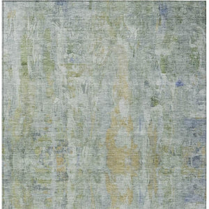 HomeRoots 10' Contemporary Artichoke Green & Blue Abstract Washable Area Rug for Indoor/Outdoor Spaces 658704