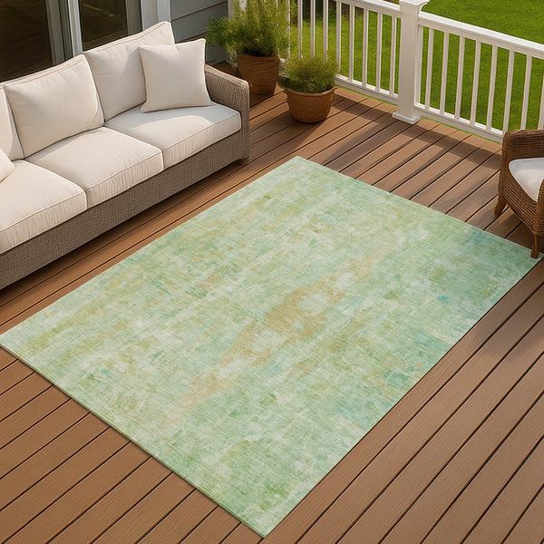 HomeRoots 5' X 8' Stylish Fern Green and Copper Abstract Washable Area Rug for Indoor and Outdoor Spaces 658706