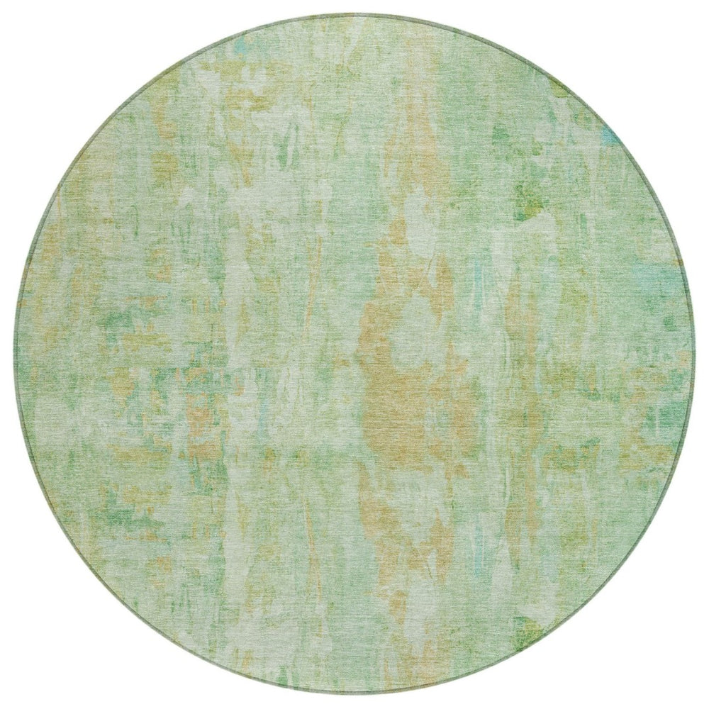 HomeRoots 8' Fern Green and Copper Round Area Rug - Stylish Abstract Design, Washable for Indoor & Outdoor Use 658707