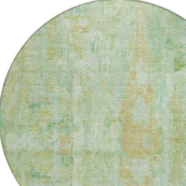 HomeRoots 8' Fern Green and Copper Round Area Rug - Stylish Abstract Design, Washable for Indoor & Outdoor Use 658707