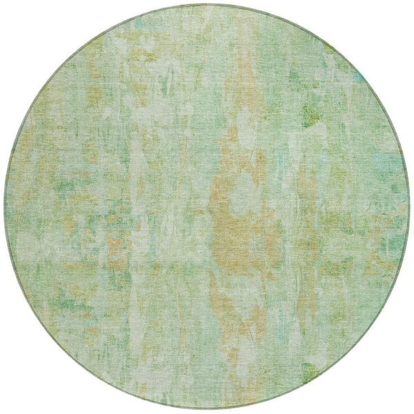 HomeRoots 8' Fern Green and Copper Round Area Rug - Stylish Abstract Design, Washable for Indoor & Outdoor Use 658707