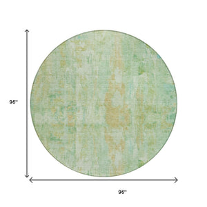 HomeRoots 8' Fern Green and Copper Round Area Rug - Stylish Abstract Design, Washable for Indoor & Outdoor Use 658707
