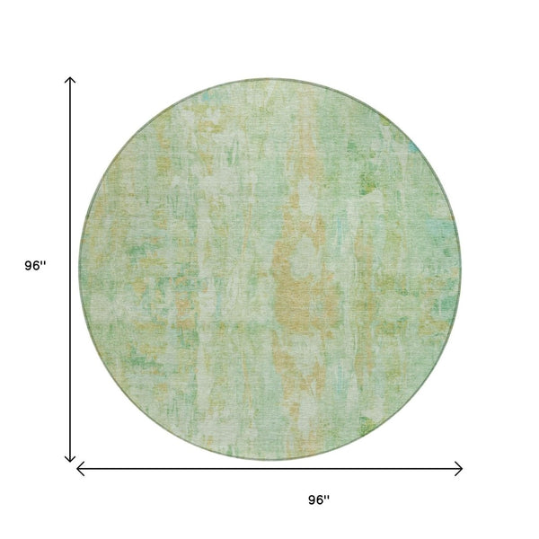 HomeRoots 8' Fern Green and Copper Round Area Rug - Stylish Abstract Design, Washable for Indoor & Outdoor Use 658707