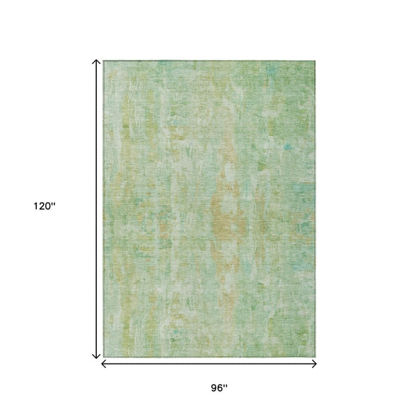 HomeRoots 8' X 10' Stylish Fern Green and Copper Abstract Washable Area Rug for Indoor and Outdoor Spaces 658708