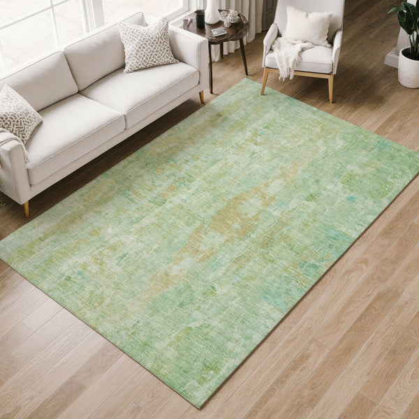 HomeRoots 8' X 10' Stylish Fern Green and Copper Abstract Washable Area Rug for Indoor and Outdoor Spaces 658708